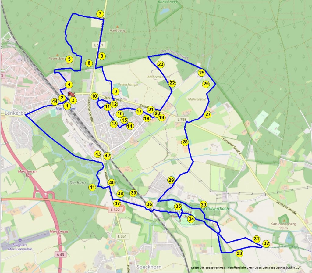 Karte Sinsener Runde Radrundweg